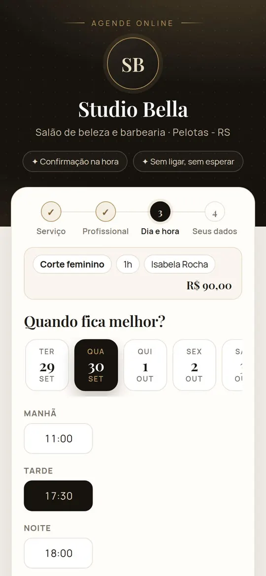 App de agendamento: escolha do horário
