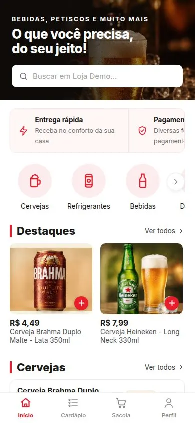 App de delivery: cardápio